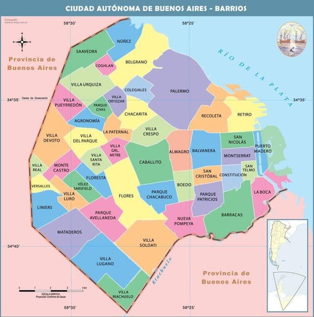 Plan des quartiers de Buenos Aires