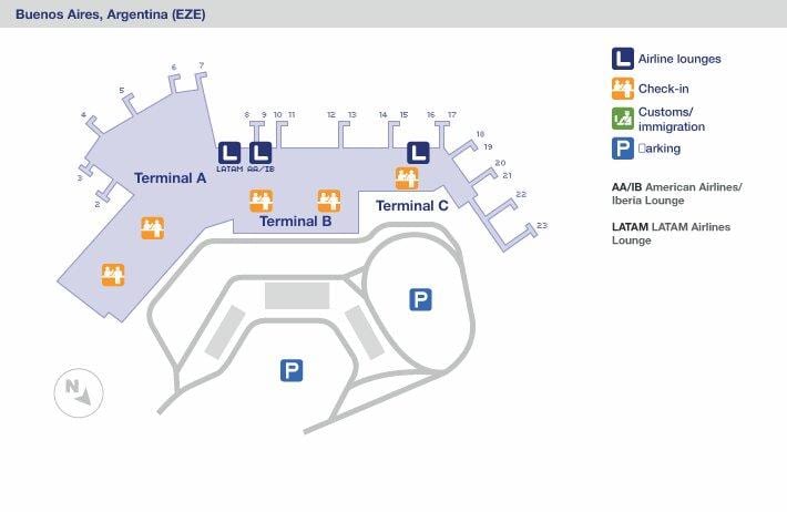 Plan des terminaux aéroport de Buenos Aires