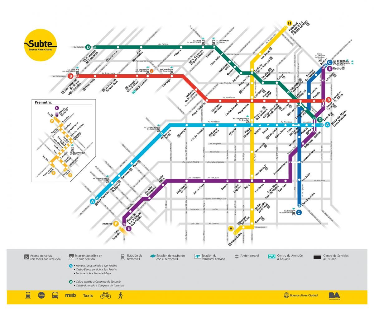 Plan des stations de metro de Buenos Aires