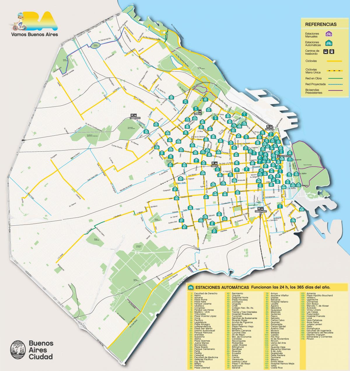 Plan des pistes cyclables de Buenos Aires